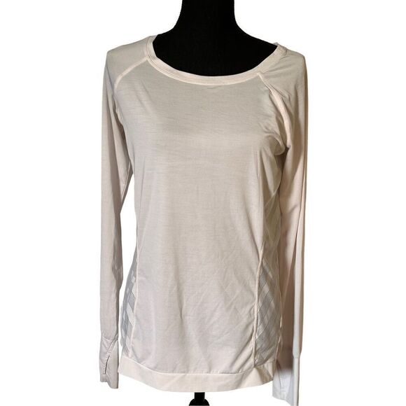 Athleta Kettlebella Back Mesh White Chevron Top Size Small - Picture 1 of 6